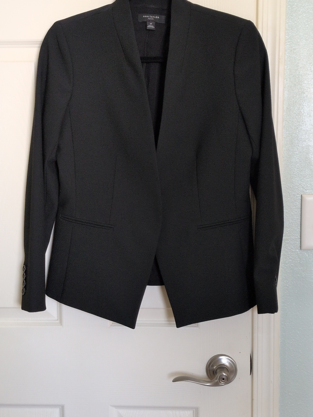 Ann Taylor Petite Black One Button Tailored Blazer